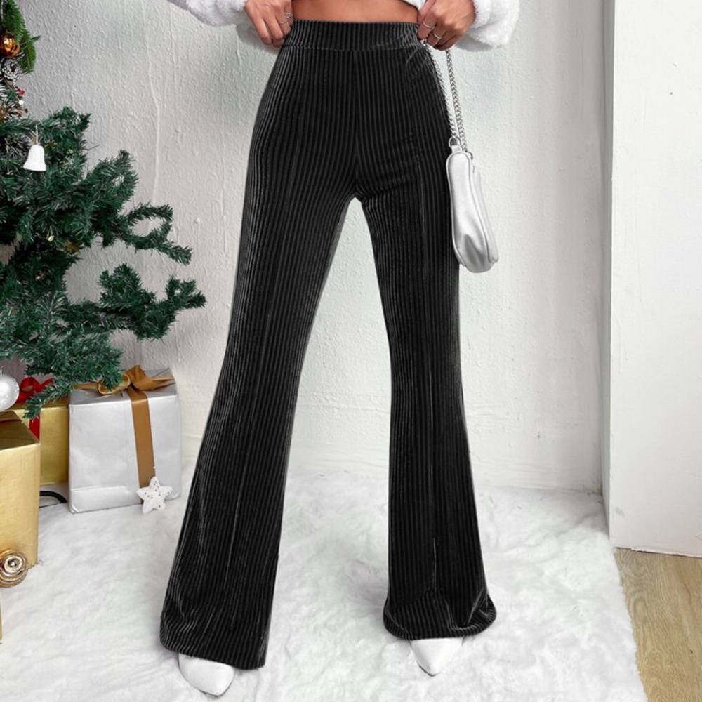 Black Velvet Flare Pants